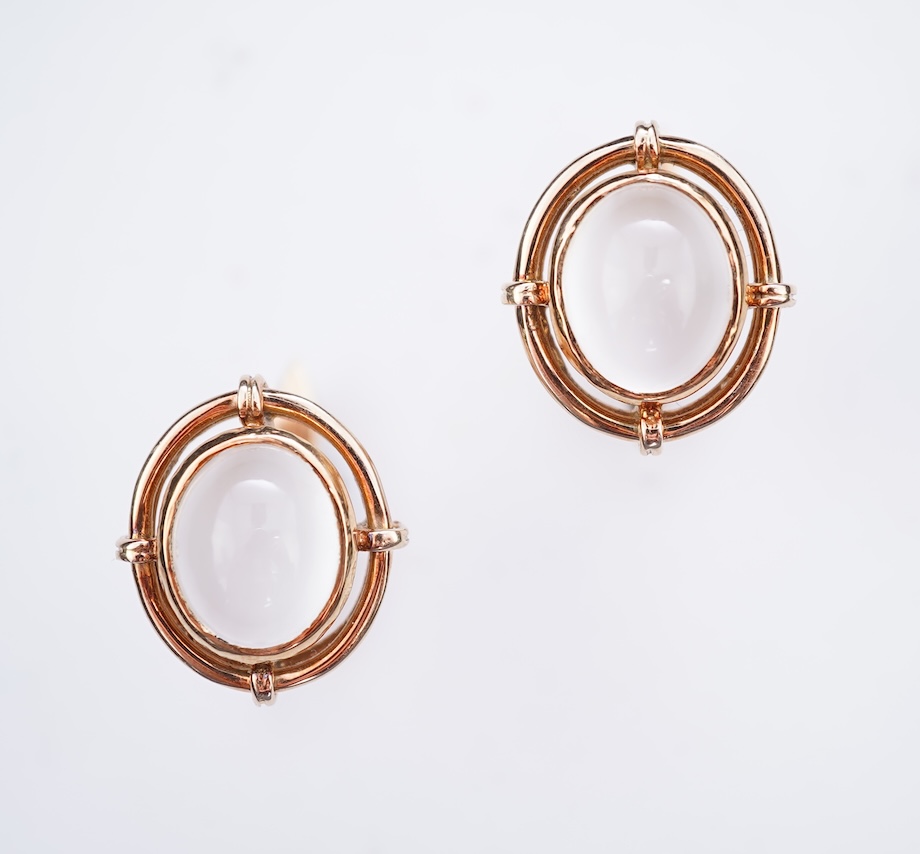 A pair of moonstone cufflinks